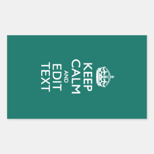 Sticker Rectangulaire Restez calme et ayez votre texte Turquoise