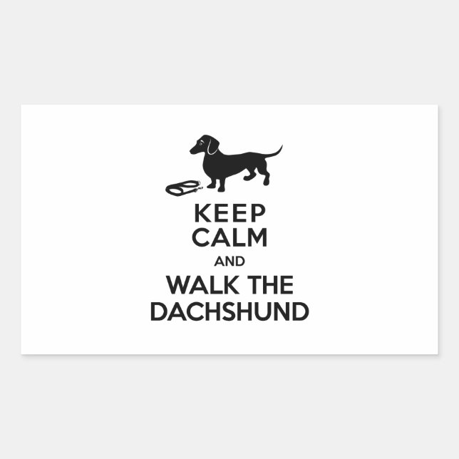 Sticker Rectangulaire Restez calme et marchez dans le Dachshund - Doxie  (Devant)