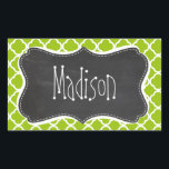 Sticker Rectangulaire Retro Chalkboard look; Apple Green Quatrefoil<br><div class="desc">Vous aimerez ce design vintage, élégant et mignon avec le design motif Apple Green Quatrefoil ! Nous vous avons invitation à notre magasin, Fête des mariées Shop, pour voir ce design de tableau noir rétro cool sur beaucoup plus de grands produits personnalisables, y compris les boutons poupées girly Bride, Timbres...</div>