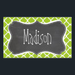 Sticker Rectangulaire Retro Chalkboard look; Apple Green Quatrefoil<br><div class="desc">Vous aimerez ce design vintage, élégant et mignon avec le design motif Apple Green Quatrefoil ! Nous vous avons invitation à notre magasin, Fête des mariées Shop, pour voir ce design de tableau noir rétro cool sur beaucoup plus de grands produits personnalisables, y compris les boutons poupées girly Bride, Timbres...</div>