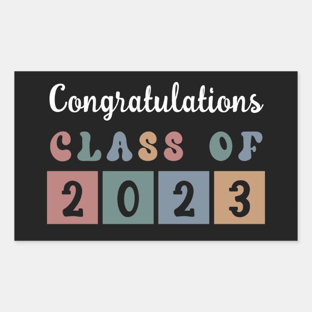 Sticker Rectangulaire Retro Class of 2023 Graduation Cute (Devant)