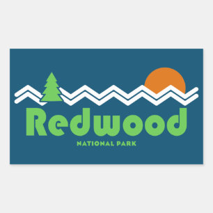 Sticker Rectangulaire Retro du parc national de Redwood