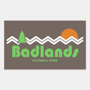 Sticker Rectangulaire Rétro du parc national des Badlands