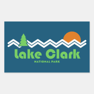 Sticker Rectangulaire Rétro du parc national du lac Clark
