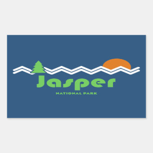 Sticker Rectangulaire Rétro du parc national Jasper
