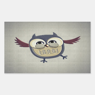 Sticker Rectangulaire Rétro hibou vintage