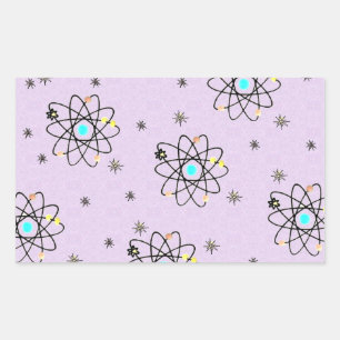 Sticker Rectangulaire Retro les années 50 Atomic Print Lavender Vêtement