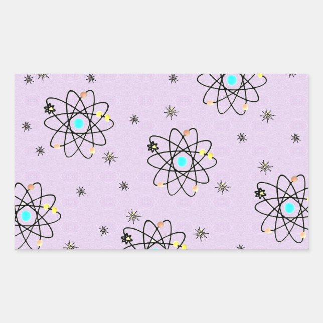 Sticker Rectangulaire Retro les années 50 Atomic Print Lavender Vêtement (Devant)