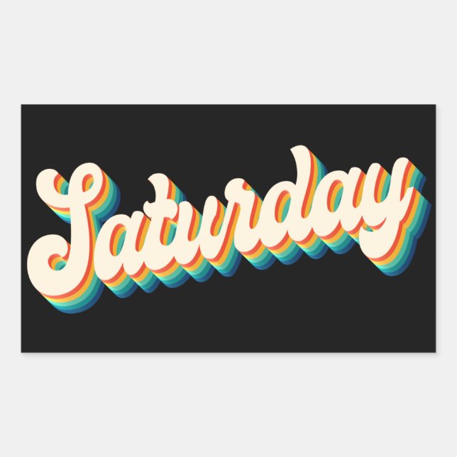 Sticker Rectangulaire Retro les années 70 Saturday Weekend Disco Party L (Devant)