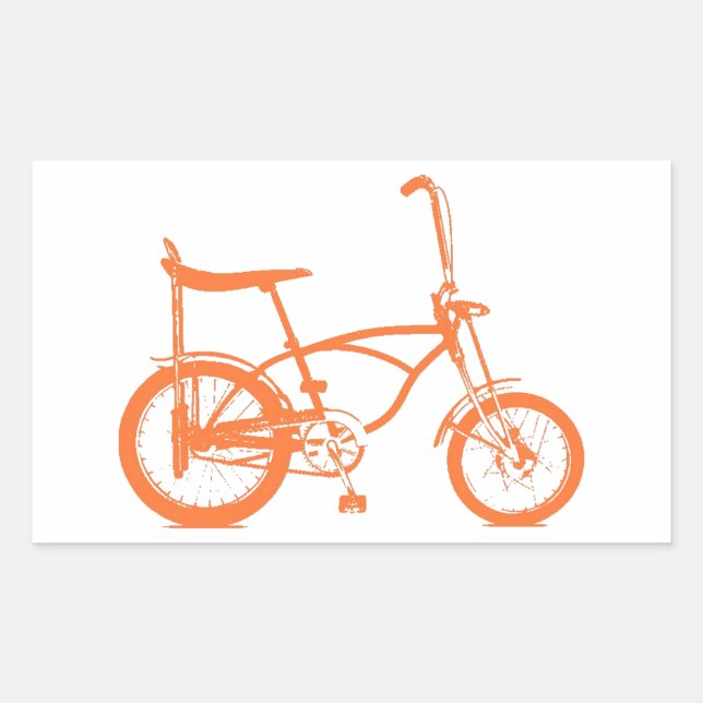 Sticker Rectangulaire Rétro Orange Krate Banana Seat Bike (Devant)