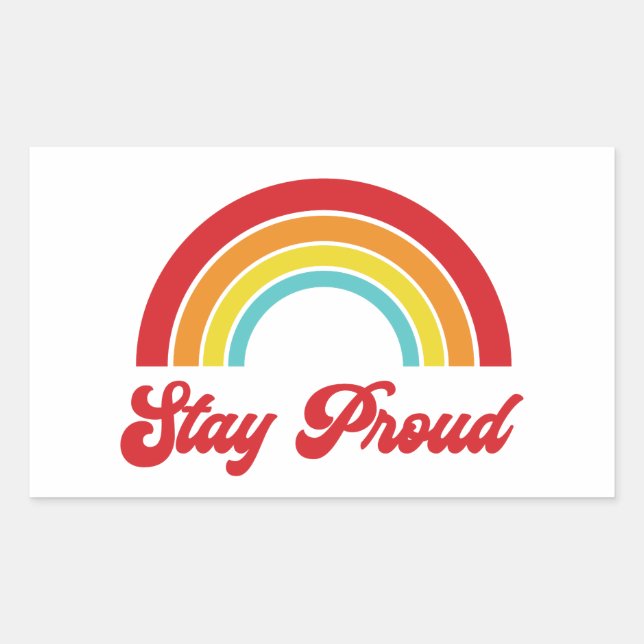 Sticker Rectangulaire Retro Restez fier Gay pride arc-en-ciel (Devant)