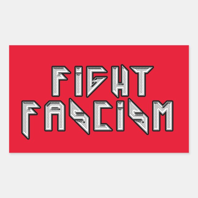 Sticker Rectangulaire Retro Rocker - Combattre le fascisme (Devant)
