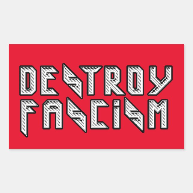 Sticker Rectangulaire Retro Rocker - Détruire le fascisme (Devant)