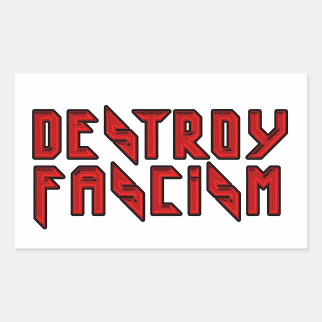 Sticker Rectangulaire Retro Rocker - Détruire le fascisme (Devant)