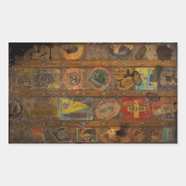 Sticker Rectangulaire Retro Round World Trunk (Devant)