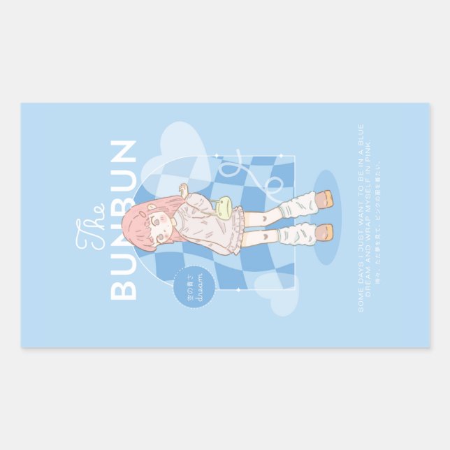 Sticker Rectangulaire Rêve Bleu Rose  (Devant)
