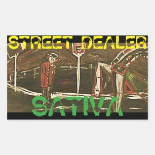 STICKER RECTANGULAIRE REVENDEUR DE RUE SATIVA