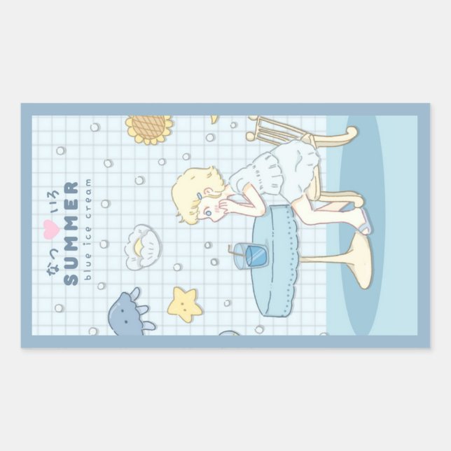 Sticker Rectangulaire 🌊✩ Rêves d'été en mer ✩🌊 (Devant)