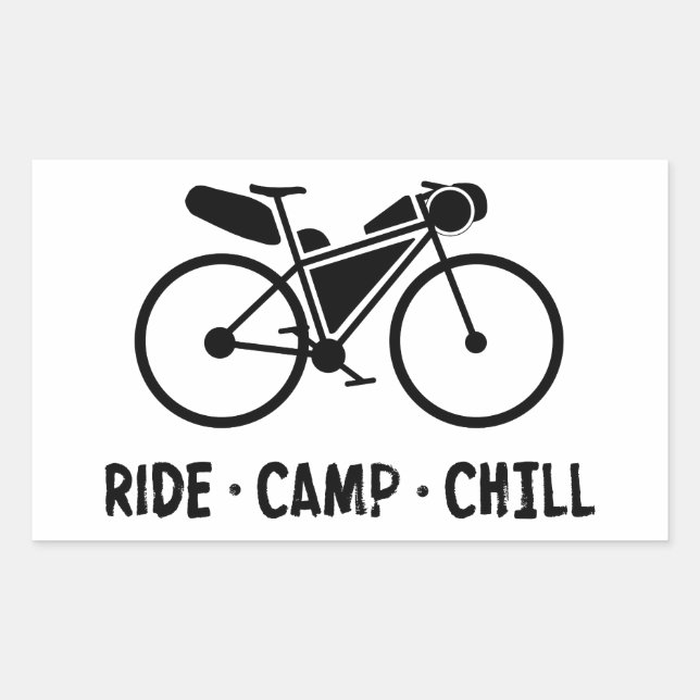Sticker Rectangulaire Ride Camp Chill Bikepacking (Devant)
