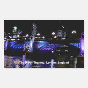 Sticker Rectangulaire River Thames at Night, Londres Angleterre