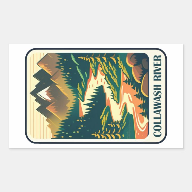 Sticker Rectangulaire Rivière Collawash Oregon Couleurs (Devant)