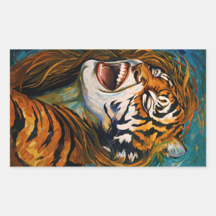 Sticker Rectangulaire Roar of the Wild Heart - Tigress coloré