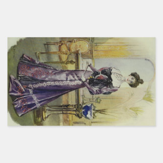 Sticker Rectangulaire Robe Vintage Victorienne