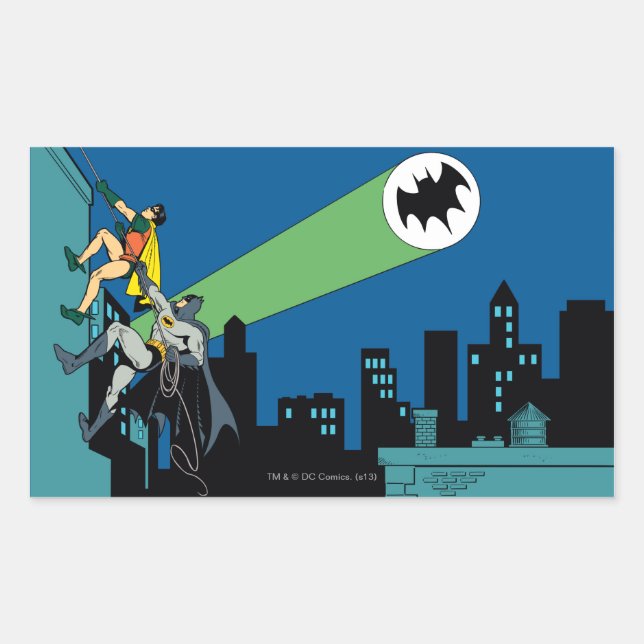 Sticker Rectangulaire Robin Et Batman Grimpent (Devant)