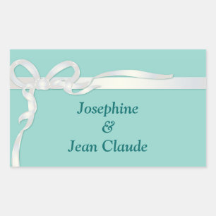 Sticker Rectangulaire Robin's Egg Blue Jewelry Box avec ruban blanc