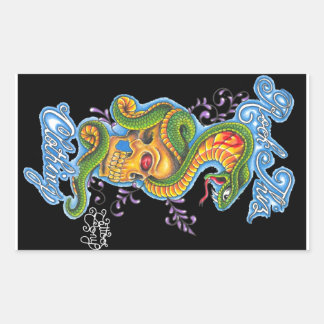 Sticker Rectangulaire Rocher Thiz Vêtements & Tatouage Tony Crâne et ser