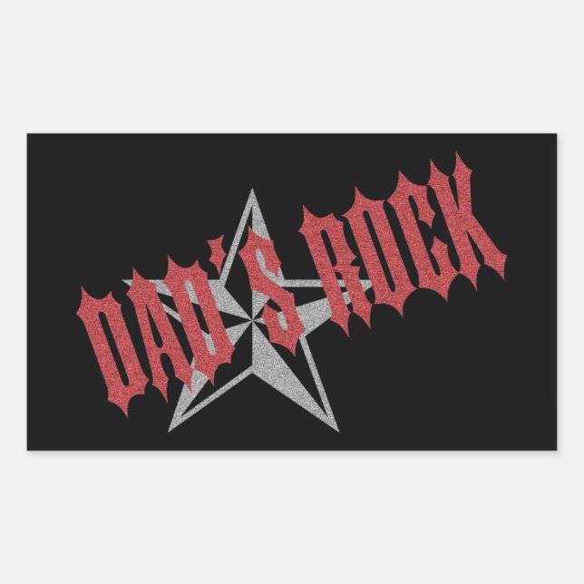 Sticker Rectangulaire Rock Star Papa ~ Fête des pères (Devant)