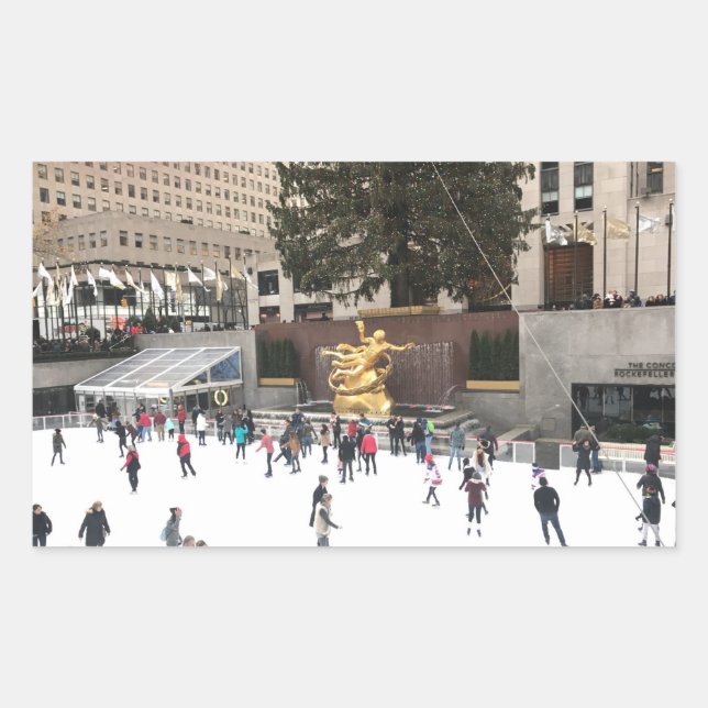 Sticker Rectangulaire Rockefeller Centre patinoire patinoire NYC Photogr (Devant)