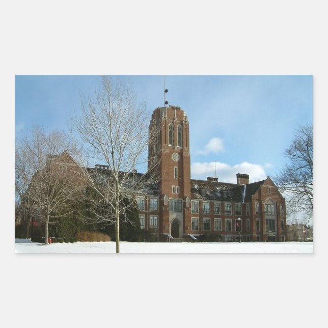 Sticker Rectangulaire Rockwell en hiver au Grove City College (Devant)