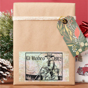 Sticker Rectangulaire Rodeo Cowboy Country 1912 Art occidental