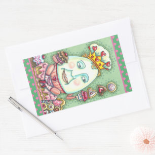 STICKER RECTANGULAIRE ROI HUMAIN DES COEURS ET DES CONFECTIONS, VALENTIN