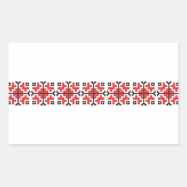 Sticker Rectangulaire romanie folk ethnique floral motif géométrique cos (Devant)