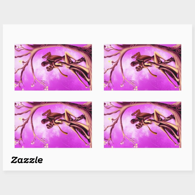 Sticker Rectangulaire Romantique Couple Danse le Tango (Feuille)