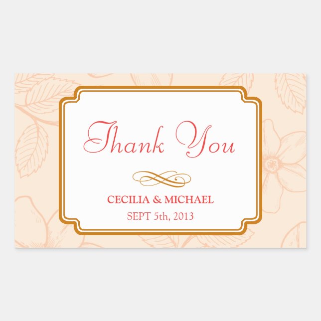 Sticker Rectangulaire Romantique jardin de printemps fleuri sorbet corai (Devant)