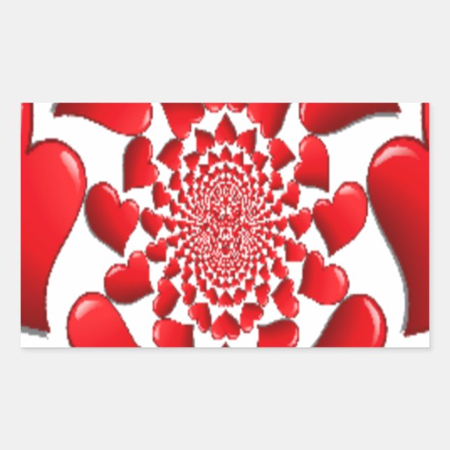 Sticker Rectangulaire Romantique Red Hearts Art Motif Imprimer (Devant)