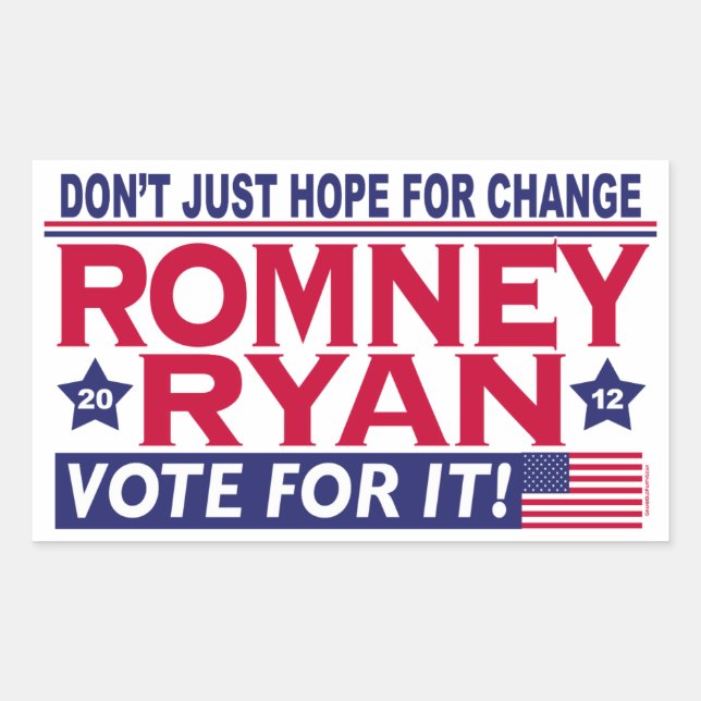 Sticker Rectangulaire Romney Ryan Hope Change (Devant)