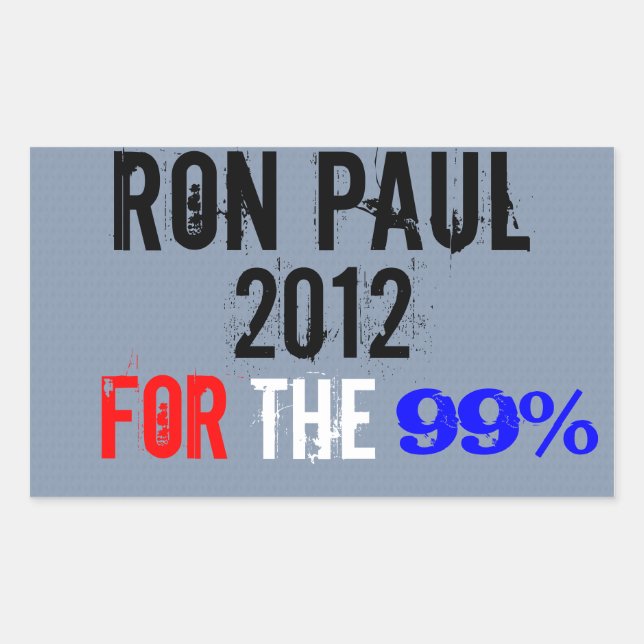 Sticker Rectangulaire Ron Paul 2012, Pour Les 99% (Devant)