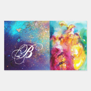 Sticker Rectangulaire RONDO EN LAGON /Monogramme Balle mascarade vénitie