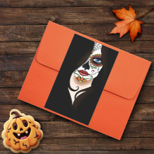Sticker Rectangulaire Rosa Sugar Skull Portrait