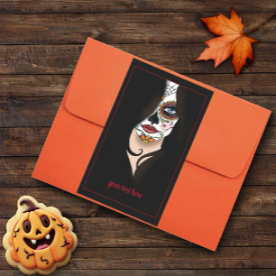 Sticker Rectangulaire Rosa Sugar Skull Portrait