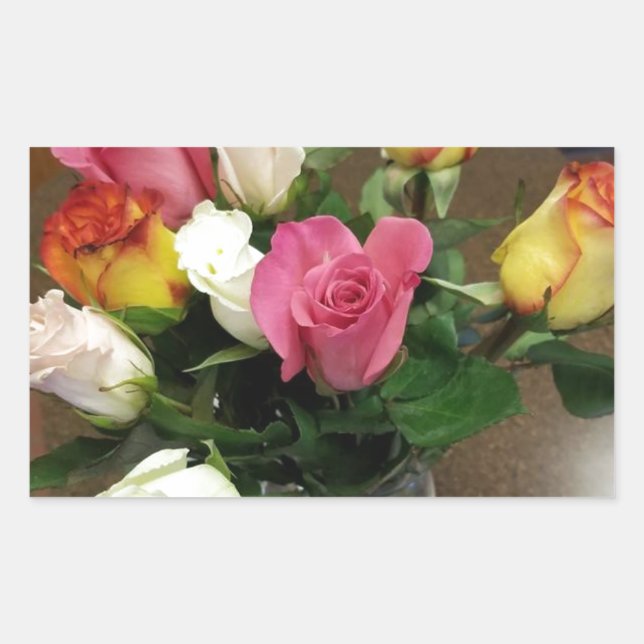 Sticker Rectangulaire Rose (Devant)