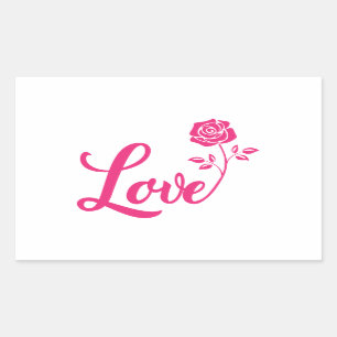 Sticker Rectangulaire Rose Beau amour Rose