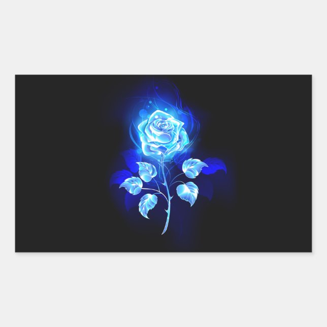 Sticker Rectangulaire Rose bleu brûlant (Devant)