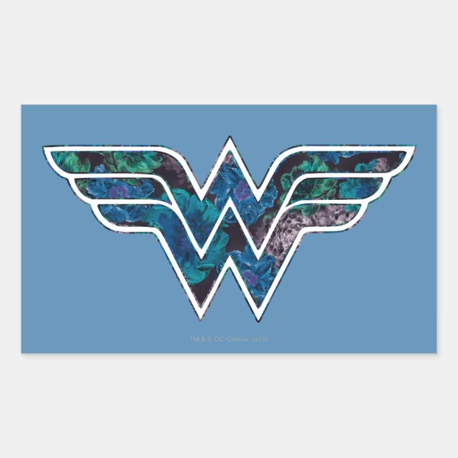 Sticker Rectangulaire Rose bleu WW (Devant)