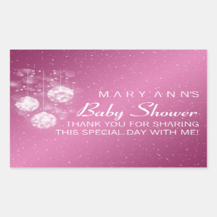 Sticker Rectangulaire Rose de fête de babioles de Merci de baby shower