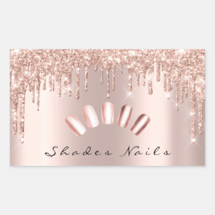 Sticker Rectangulaire Rose d'emballage Shades Nails Parties scintillant 